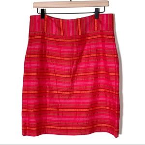 Antonio Melani pink multi colored striped straight knee length pencil skirt 12